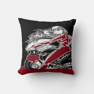 Biker Girl Pillow