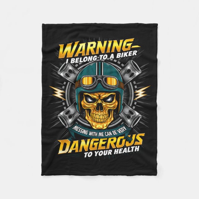 Biker Girlfriend Wife I Belong To A Biker Valentin Fleece Blanket (Front)