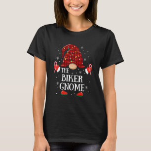 Biker Gnome Buffalo Plaid Matching Family Christma T-Shirt