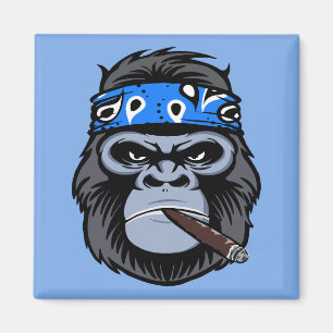 Biker gorilla smoking smoking cigar animal art magnet