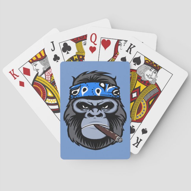 Biker gorilla smoking smoking cigar animal art playing cards (Back)