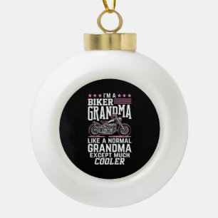 Biker Grandma - Motorbike Grandma Biker Grandma Ceramic Ball Christmas Ornament