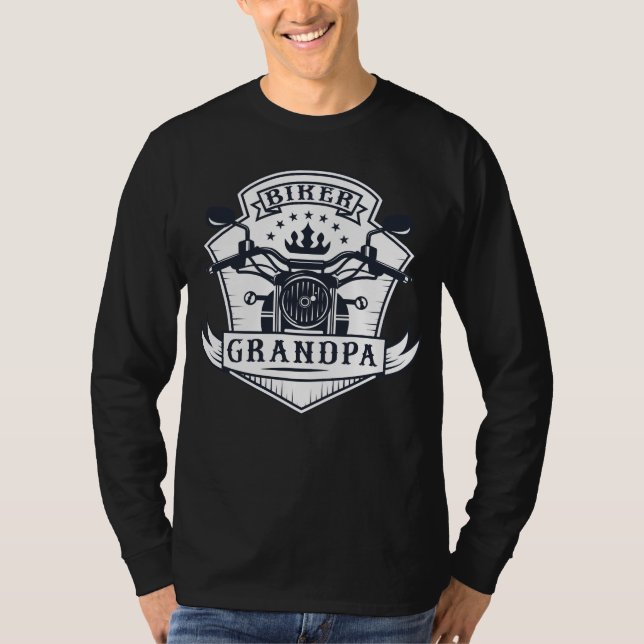 Biker Grandpa Badge Motorcycle Rider T-Shirt (Front)