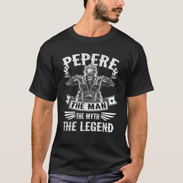 Biker Grandpa Pepere The Man Myth The Legend Motor T-Shirt (Front)