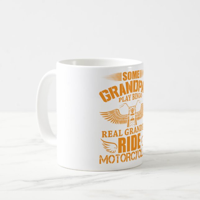 Biker Grandpa Quote Real Grandpas Ride Motorcycles Coffee Mug (Front Left)