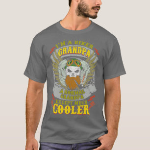 Biker Grandpa Skull Beard Pipe T-Shirt