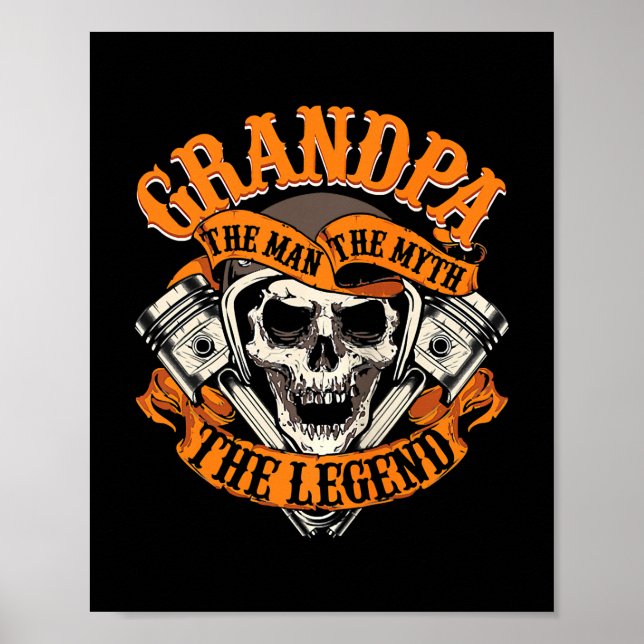 Biker Grandpa The Men The Myth Legend Fathers Day Poster (Front)