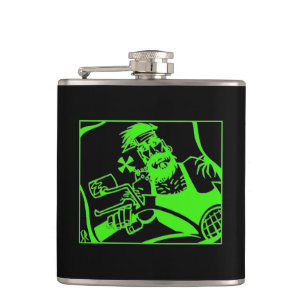 Biker green black wrapped flask