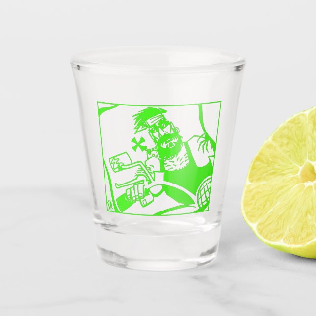 Biker green shot glass (Front)