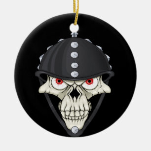 Biker Helmet Skull design for Motorcycle Riders Ceramic Tree Decoration