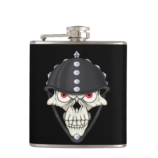 Biker Helmet Skull design for Motorcycle Riders Hip Flask (Front)