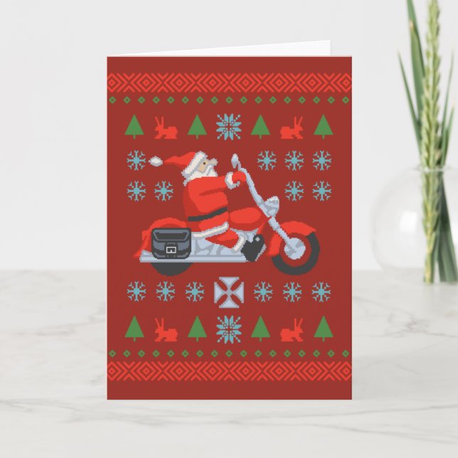 Biker Holiday Sweater Tees Card (Front)