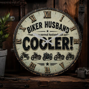 Biker Husband Gift Funny Motorcycle Lover Gift  Large Clock