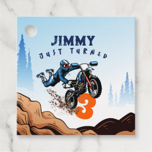 Biker Kid Dirt Stunt Bike Birthday Favour Tags