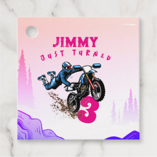 Biker Kid Dirt Stunt Bike Birthday Favour Tags