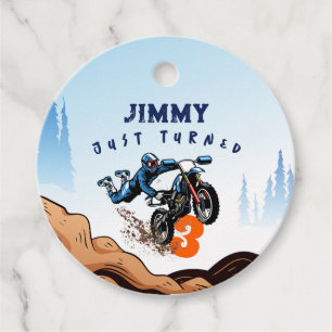 Biker Kid Dirt Stunt Bike Birthday Favour Tags
