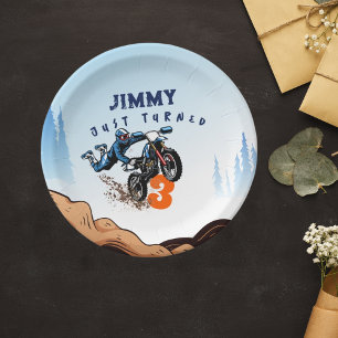 Biker Kid Dirt Stunt Bike Birthday Paper Plate