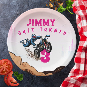 Biker Kid Dirt Stunt Bike Birthday Paper Plates