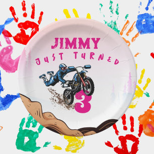 Biker Kid Dirt Stunt Bike Birthday Paper Plates