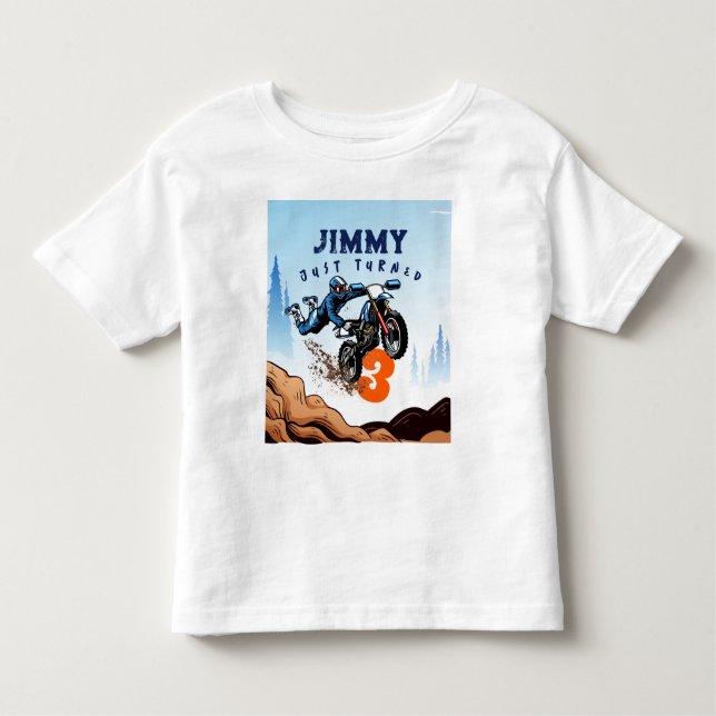 Biker Kid Dirt Stunt Bike Birthday Toddler T-Shirt (Front)