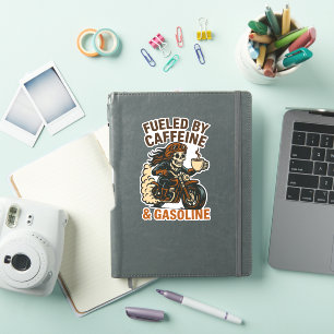 Biker lady Skeleton T-Shirt Fueled by Caffeine and