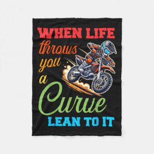 Biker Motorcycle Lover When Life Throws You A Curv Fleece Blanket