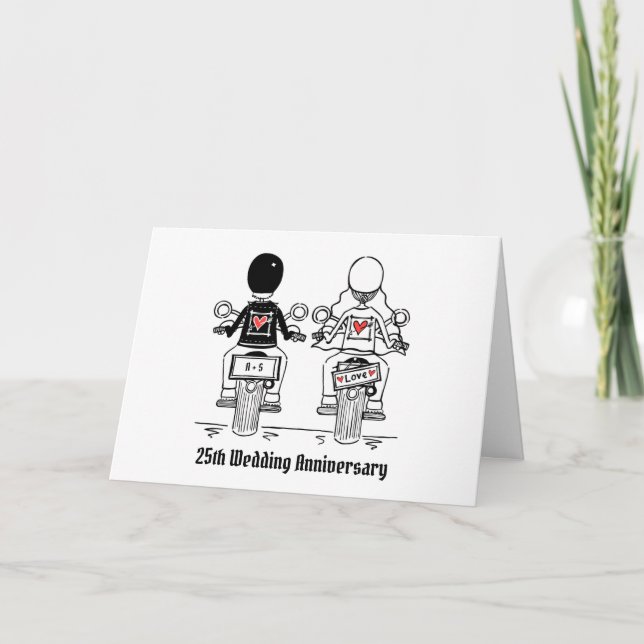 Biker Motorcycle Wedding Anniversary Card (Front)