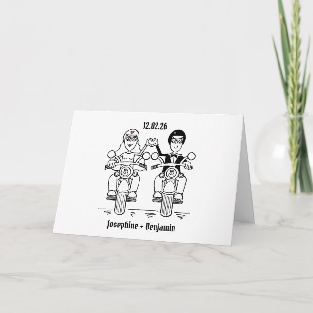 Biker Motorcycle Wedding Card (Front)