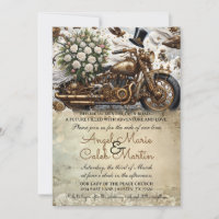 Biker Motorcycle Wedding Gold White