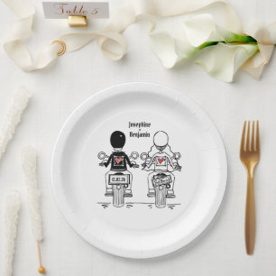Biker Motorcycle Wedding  Paper Plate