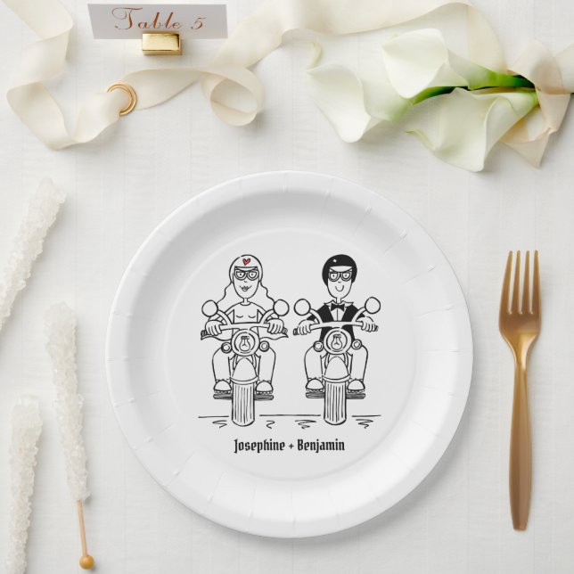 Biker Motorcycle Wedding Paper Plate (Wedding)