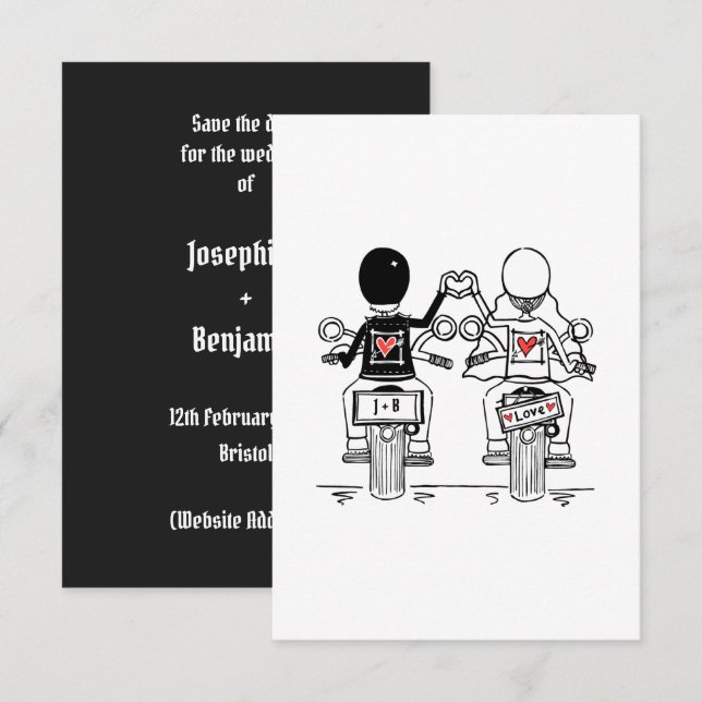 Biker Motorcycle Wedding  Save The Date (Front/Back)