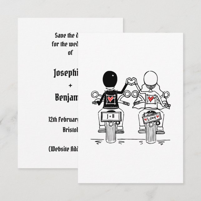 Biker Motorcycle Wedding  Save The Date (Front/Back)
