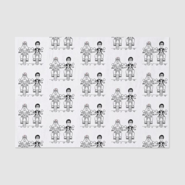 Biker Motorcycle Wedding Tissue Paper (Front)