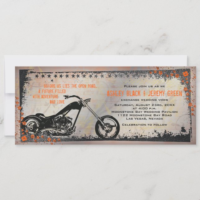 Biker or Motorcycle Wedding Invitation (Front)