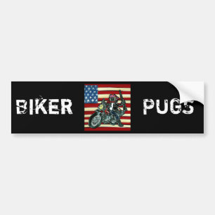Biker Pug Bumper Sticker