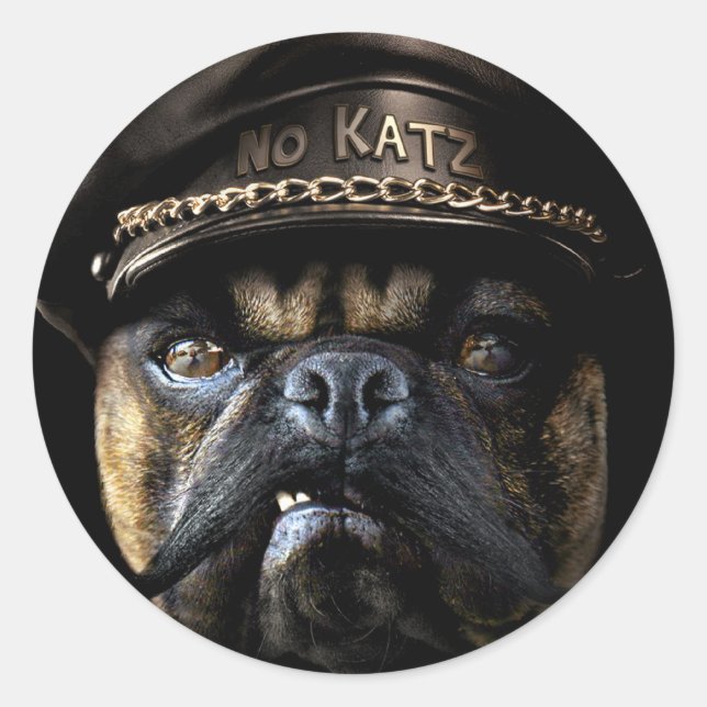 Biker Pug Classic Round Sticker (Front)