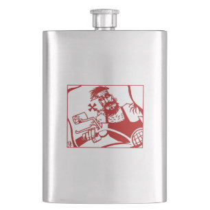 Biker red stainless steel flask