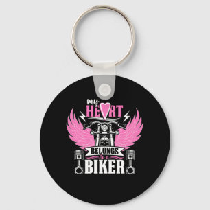 Biker Retrovintage My Heart Belongs To A Biker Gir Key Ring