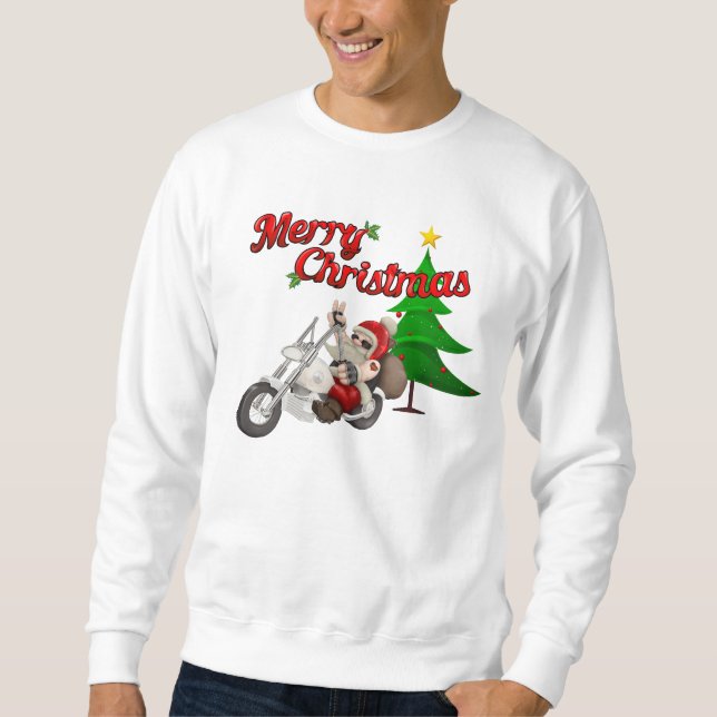 Biker Santa Christmas Sweatshirt (Front)