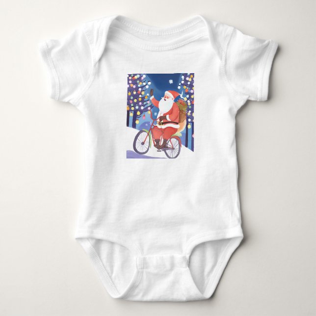 Biker santa claus baby bodysuit (Front)