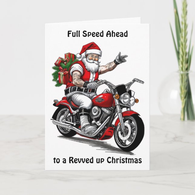 Biker Santa Claus  Holiday Card (Front)