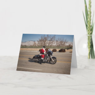 Biker Santa Claus on a motorcycle Holiday Card