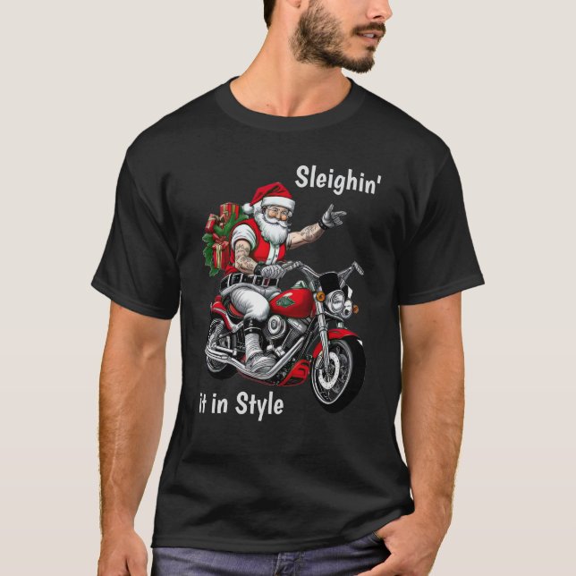 Biker Santa Claus T-Shirt (Front)