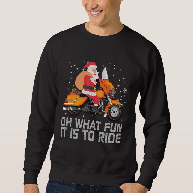 Biker Santa Motorcycle Fan Merry Christmas Xmas Ho Sweatshirt (Front)
