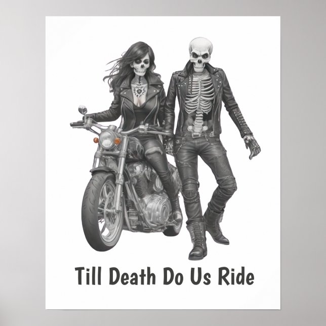 Biker Skeleton Couple Poster (Front)