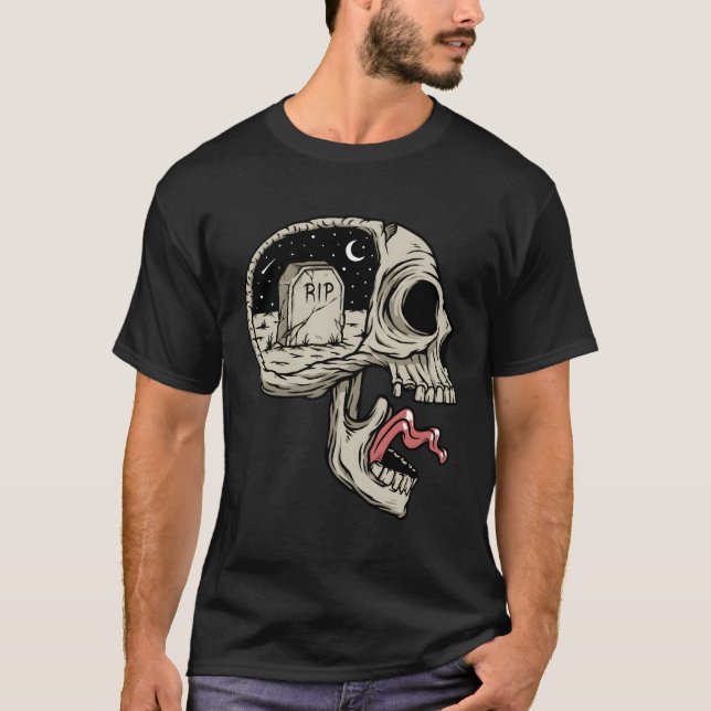 Biker Skeleton Mystic Death Bone T-Shirt (Front)
