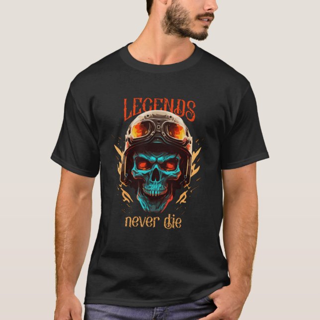 Biker Skeleton Mystic Death Bone T-Shirt (Front)