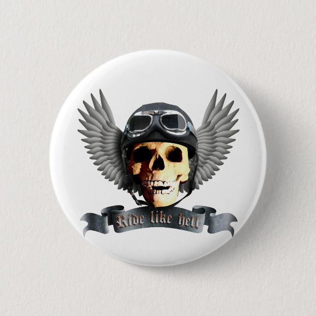 Biker Skull A 6 Cm Round Badge (Front)