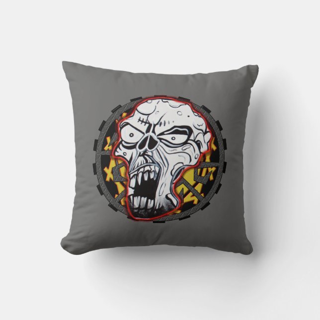 Biker Skull American MoJo Pillow (Front)